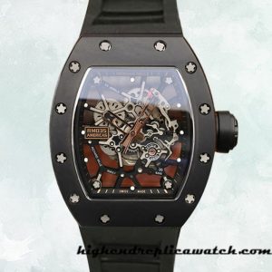 High End Replica Richard Mille RM035 Around 50*42mm RM035-008 Men Black Transparent Dial