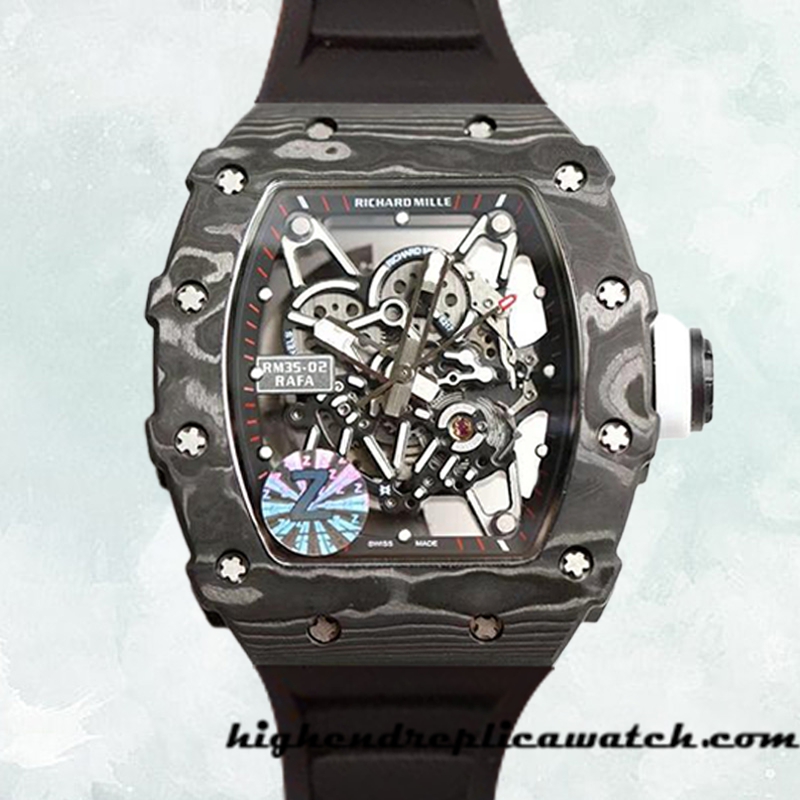 High End Replica Richard Mille RM35-02 Around 50*42mm RM35-02-015 Men Transparent Dial