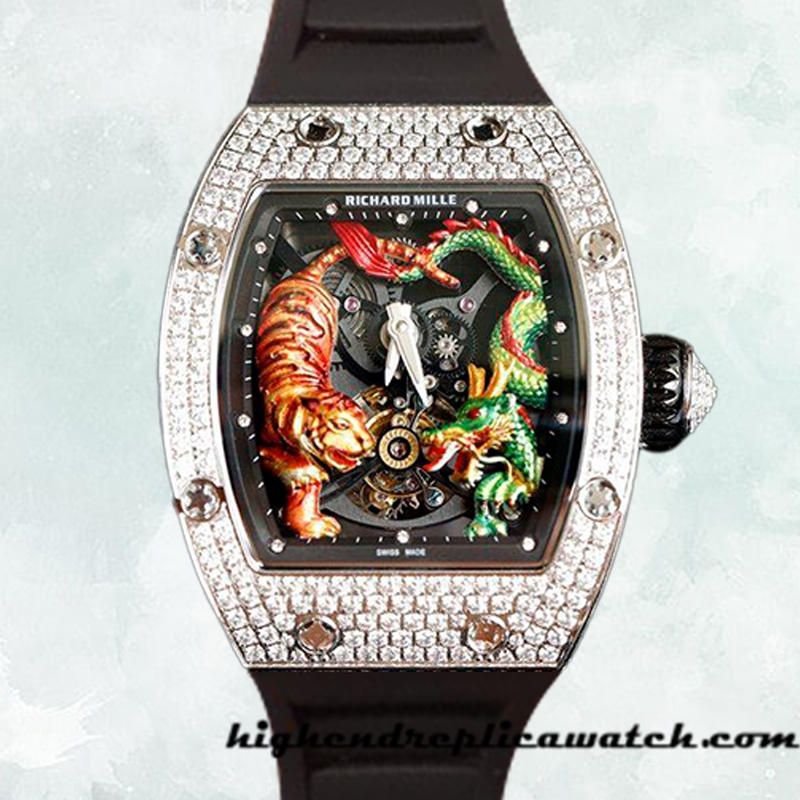 High End Replica Richard Mille RM51-01 RM51-01-002 Ladies Around 48*40mm Diamond Bezel Silver