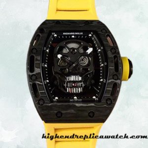 High End Replica Richard Mille RM052 Around 50*43mm RM052-007 Men Black Skull Dial