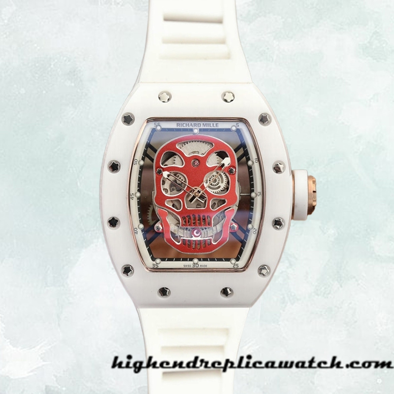 High End Replica Richard Mille RM52-01 RM52-01-001 Men Around 50*42mm Ceramics Bezel Red Skull Dial - Image 2