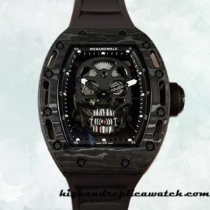 High End Replica Richard Mille RM052 Men Around 50*43mm RM052-010 Black Skull Dial Rubber Band