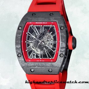 High End Replica Richard Mille RM 010 Men 50*42mm RM 010-014 Rubber Band Carbon Fiber