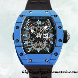 High End Replica Richard Mille RM022 RM022 Around 50*40mm Men Rubber Band Blue