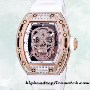 High End Replica Richard Mille RM 052 50*42mm RM 052-013 Men Diamonds Skull Dial Automatic