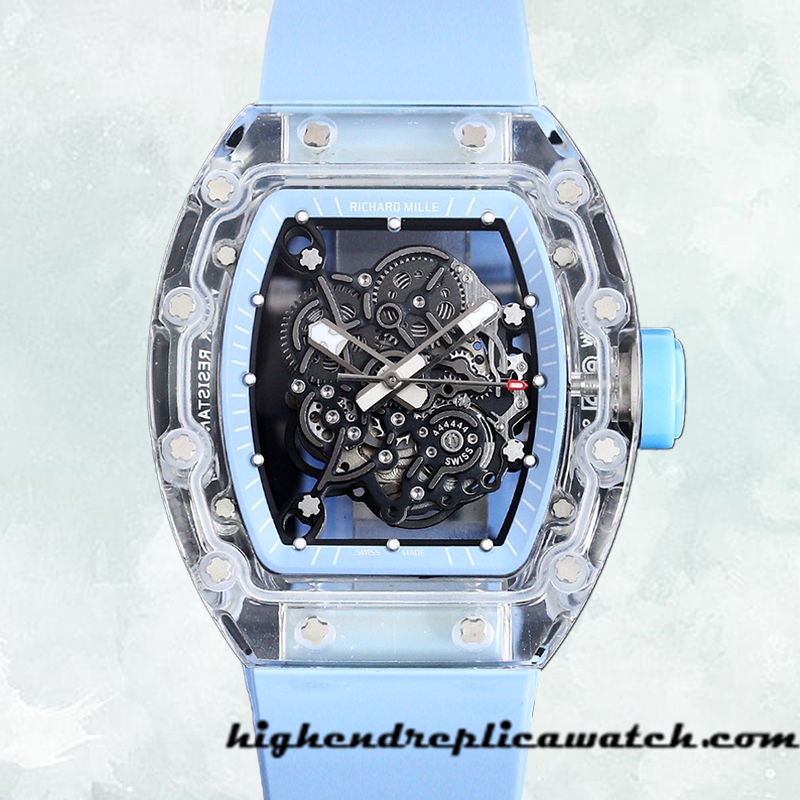 High End Replica Richard Mille RM 055 Men RM 055-023 50*42mm Transparent Dial Transparent