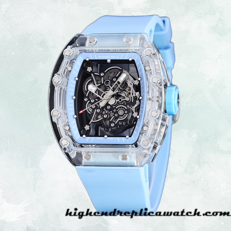 High End Replica Richard Mille RM 055 Men RM 055-023 50*42mm Transparent Dial Transparent - Image 2