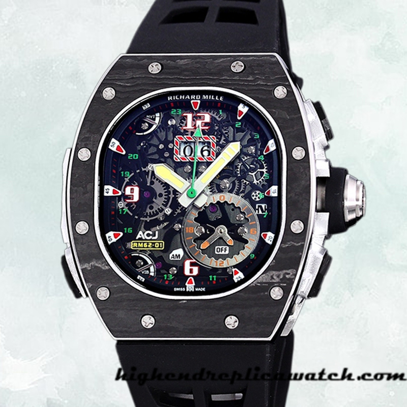 High End Replica Richard Mille RM 62-01 50*42mm Men RM 62-01-002 Rubber Band