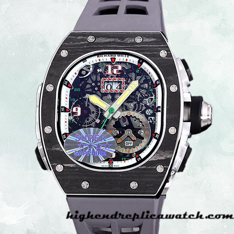High End Replica Richard Mille RM 62-01 RM 62-01-007 50*42mm Men Transparent Dial Black