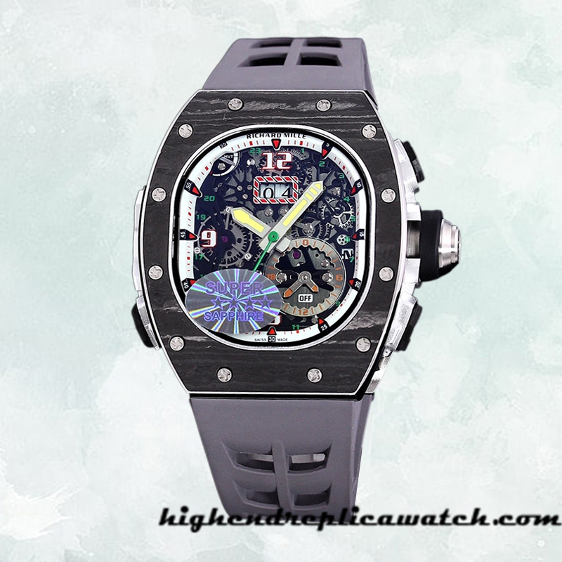 High End Replica Richard Mille RM 62-01 RM 62-01-007 50*42mm Men Transparent Dial Black - Image 2