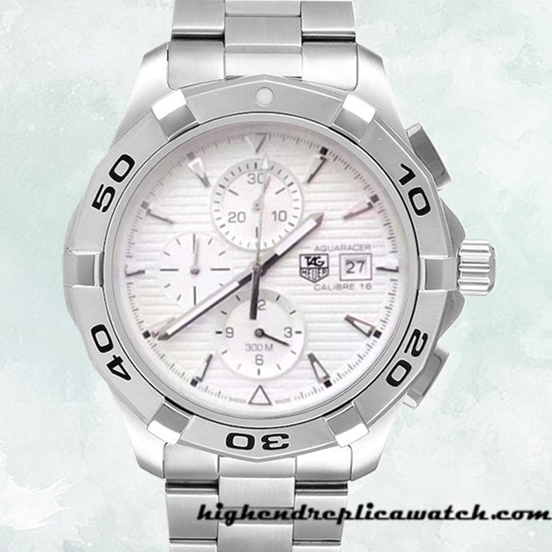 High End Replica Tag Heuer Aquaracer 43mm Men's CAP2111.BA0833 Bracelet Silver-tone