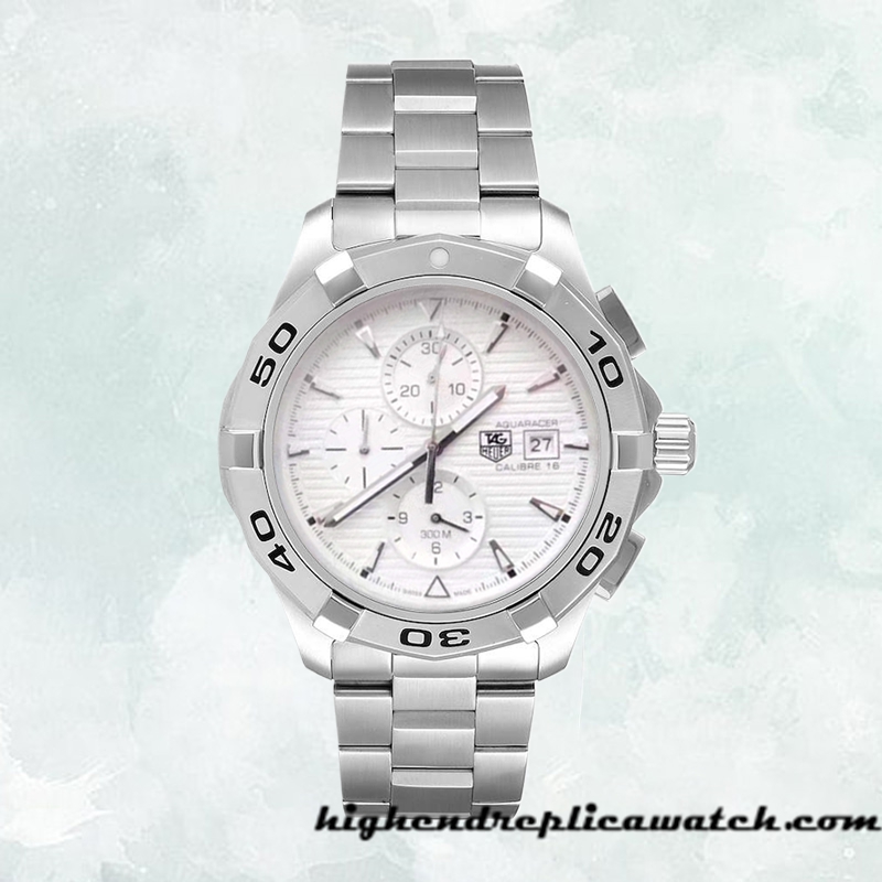 High End Replica Tag Heuer Aquaracer 43mm Men's CAP2111.BA0833 Bracelet Silver-tone - Image 2