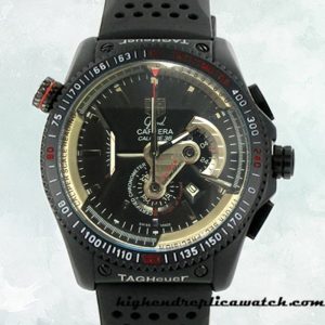 High End Replica Tag Heuer Carrera Men's CAV5185.FT6020 43mm Rubber Band Black