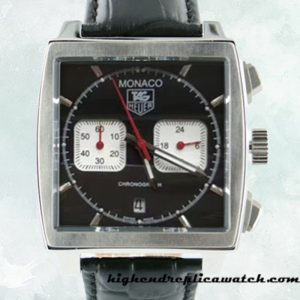 High End Replica Tag Heuer Monaco 40*40mm Men's CAW2114.FC6177 Black Dial Silver-tone