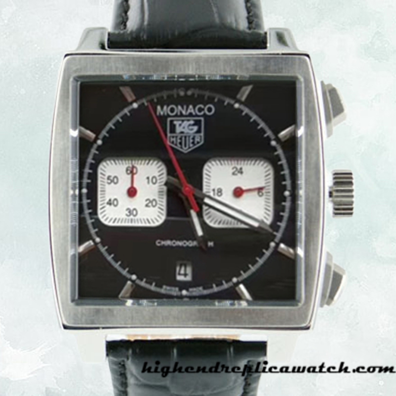 High End Replica Tag Heuer Monaco 40*40mm Men's CAW2114.FC6177 Black Dial Silver-tone