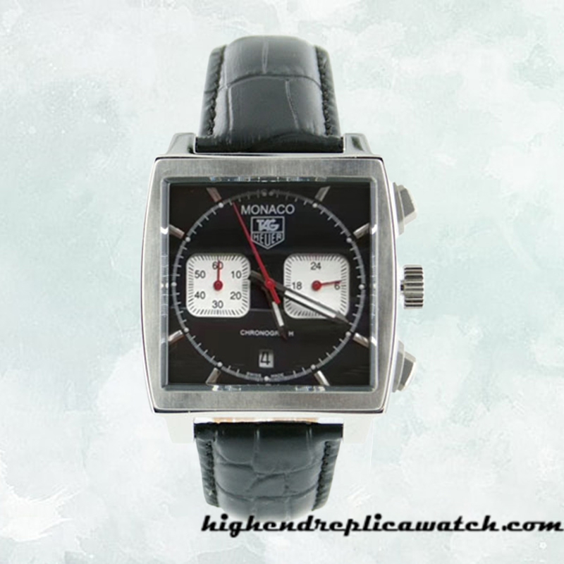 High End Replica Tag Heuer Monaco 40*40mm Men's CAW2114.FC6177 Black Dial Silver-tone - Image 2