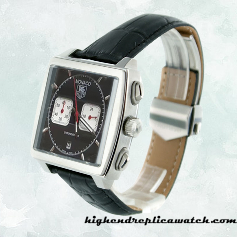 High End Replica Tag Heuer Monaco 40*40mm Men's CAW2114.FC6177 Black Dial Silver-tone - Image 3
