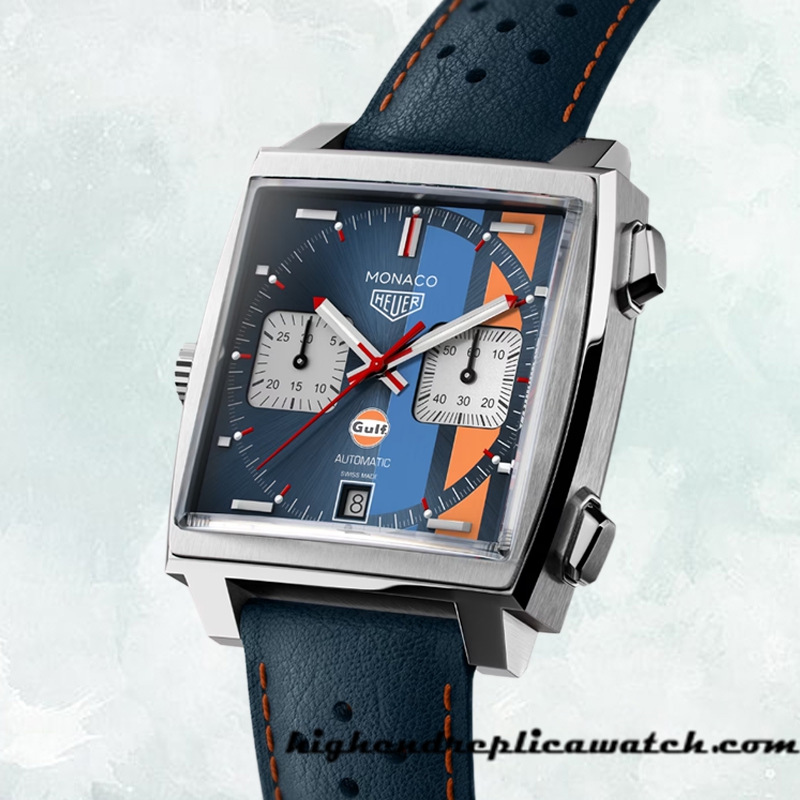 High End Replica Tag Heuer Monaco Men's 41mm CAW211R.FC6401 Blue Dial - Image 3