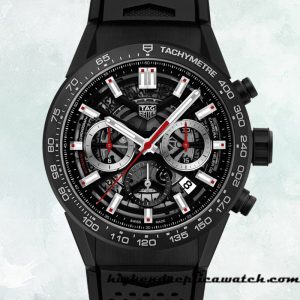High End Replica Tag Heuer Carrera CBG2090.FT6145 43mm Men's Rubber Band Black Dial