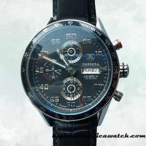 High End Replica Tag Heuer Carrera 43mm Men's CV2A1R.FC6235 Leather Strap