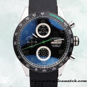 High End Replica Tag Heuer Carrera Men's 43mm CarreraBKAR-001 Silver-tone Rubber Band