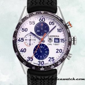 High End Replica Tag Heuer Carrera Men's CarreraWAR009 43mm Silver-tone Rubber Band