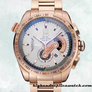 High End Replica Tag Heuer Grand Carrera Men's GrandCarreraWSB-005 43mm Rose Gold-tone White Dial