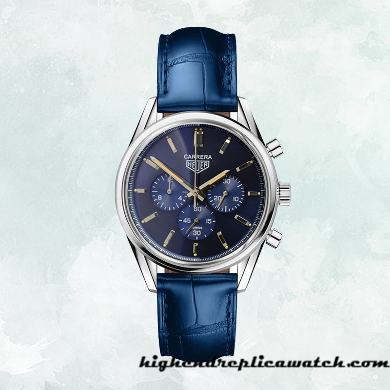 High End Replica Tag Heuer Carrera Men CBK221B-001 43mm Leather Strap Silver-tone - Image 2