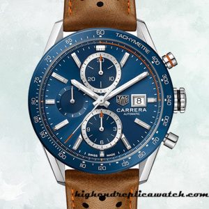 High End Replica Tag Heuer Carrera 43mm Men CBM2112.FC6455 Leather Strap Silver-tone