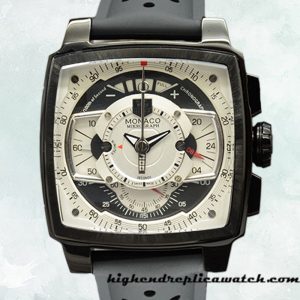 High End Replica Tag Heuer Monaco 43mm Men MonacoWAR-003 White Dial Rubber Band