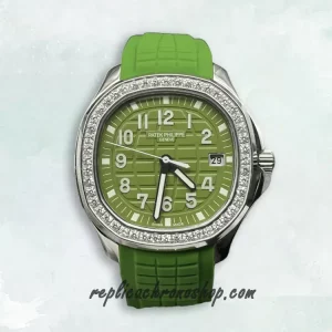 Replica Patek Philippe Aquanaut 5267/200A-011 Automatic Watch with Green Dial & Diamond Bezel