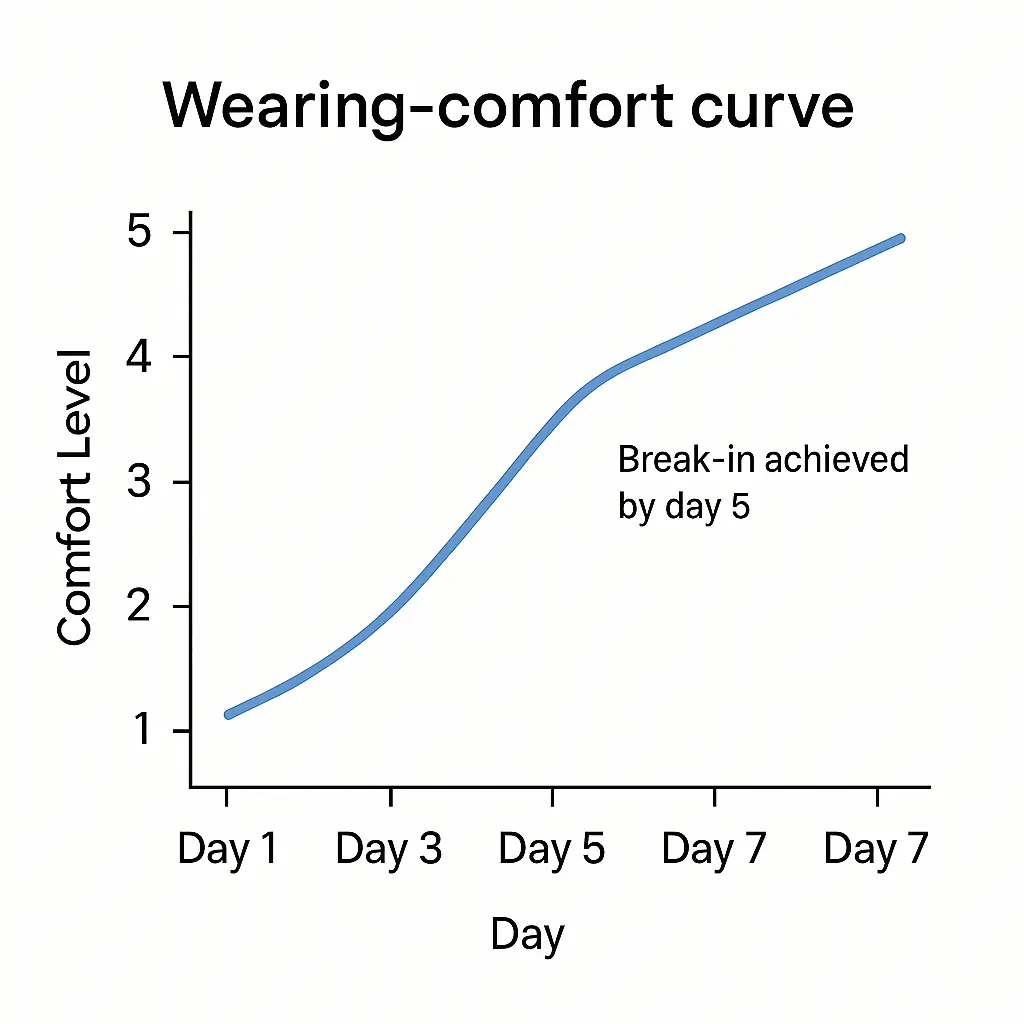 Wearing comfort improvement curve of leather strap over 7 days