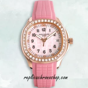 Replica Patek Philippe Aquanaut 5068R-001 Rose Gold Diamond Bezel Ladies Automatic Watch