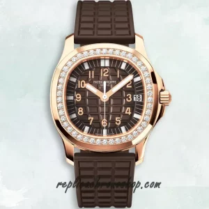 Replica Patek Philippe Aquanaut 5068R-001 Brown Rose Gold Diamond Bezel Automatic Watch