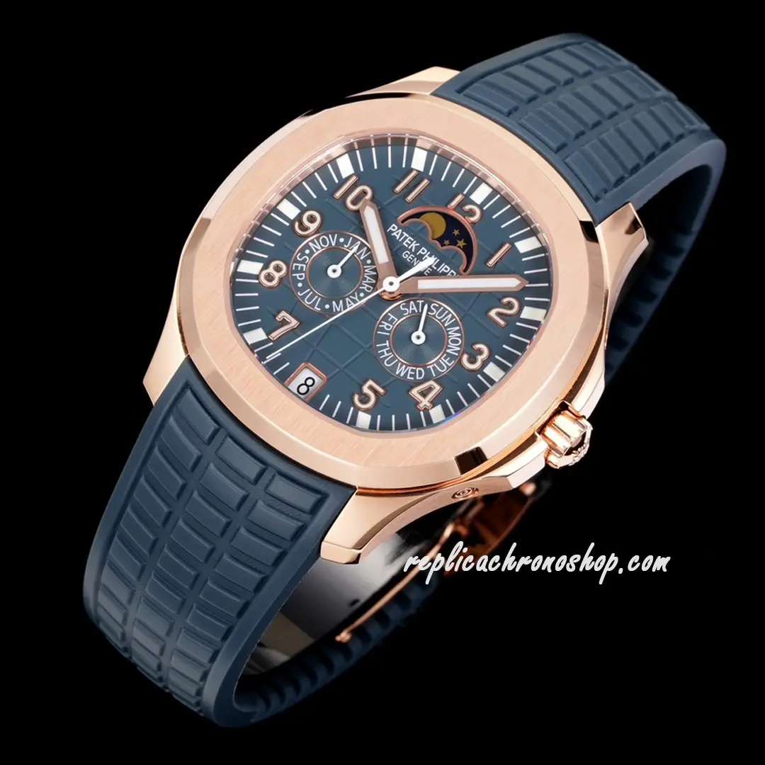 Replica Patek Philippe Aquanaut 5261R-001 Rose Gold Annual Calendar Moon Phase Watch - Image 4