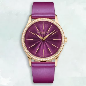 Replica Patek Philippe Calatrava 4997/200R-001 Rose-Gold Diamond Bezel Purple Dial Watch