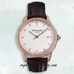 Replica Patek Philippe Calatrava 5108R-001 Rose Gold Automatic Watch with Diamond Bezel