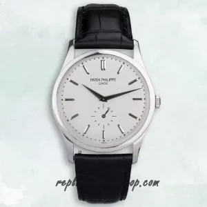 Replica Patek Philippe Calatrava 6119R-001 Mechanical Dress Watch with Small Seconds and Classic White Dial