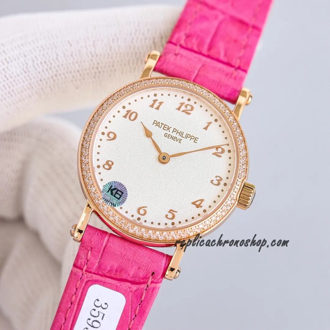 Replica Patek Philippe Calatrava 7200/200R-001 Rose Gold Ultra-Thin Diamond Ladies Watch - Image 4
