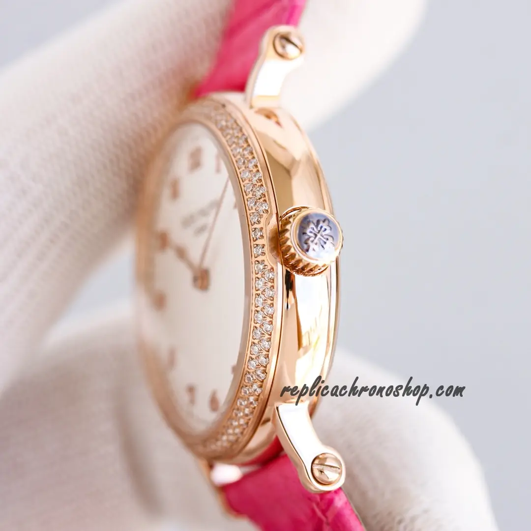 Replica Patek Philippe Calatrava 7200/200R-001 Rose Gold Ultra-Thin Diamond Ladies Watch - Image 7