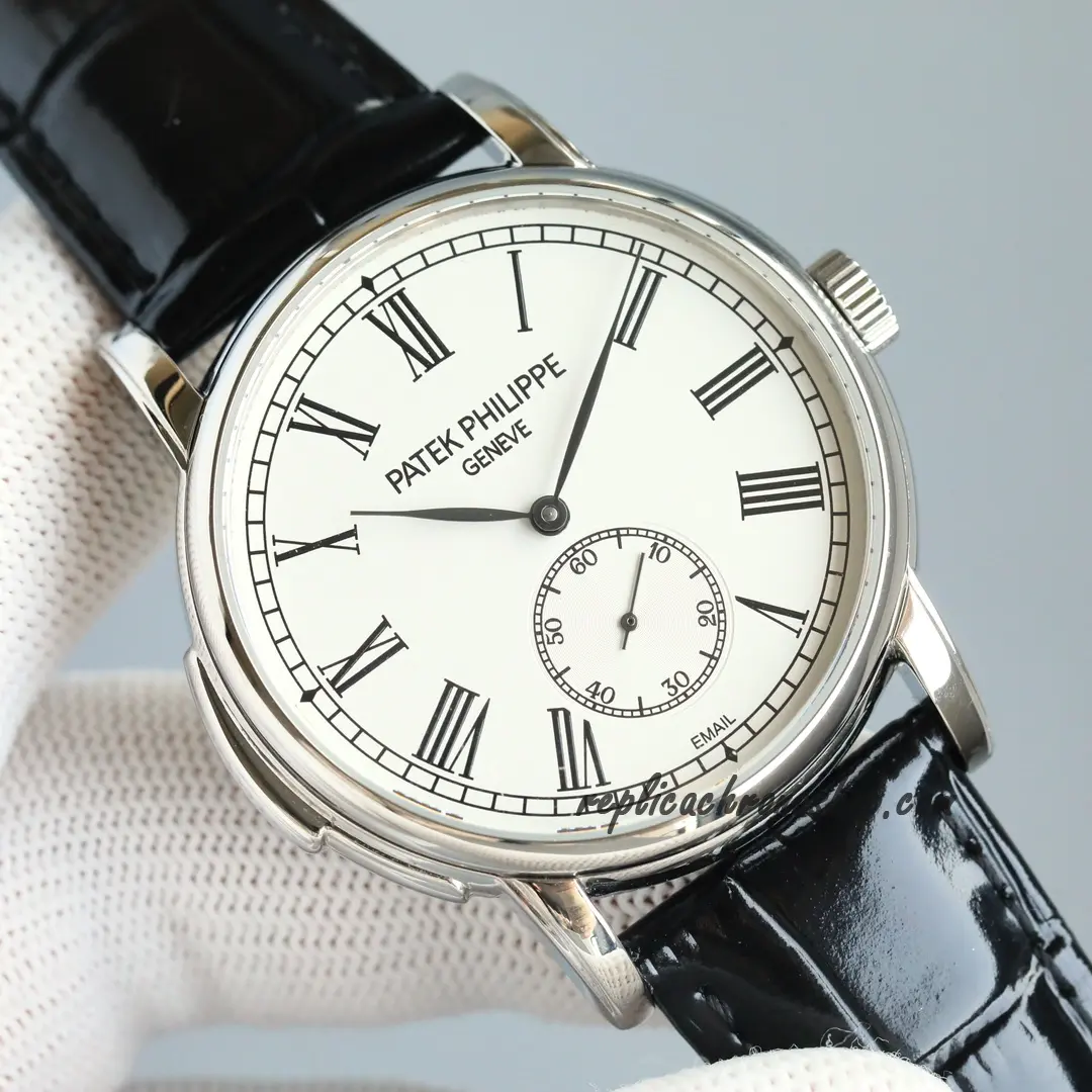 Enamel-style dial of the Replica Patek Philippe Grand Complications 5078P-001 with Roman numerals