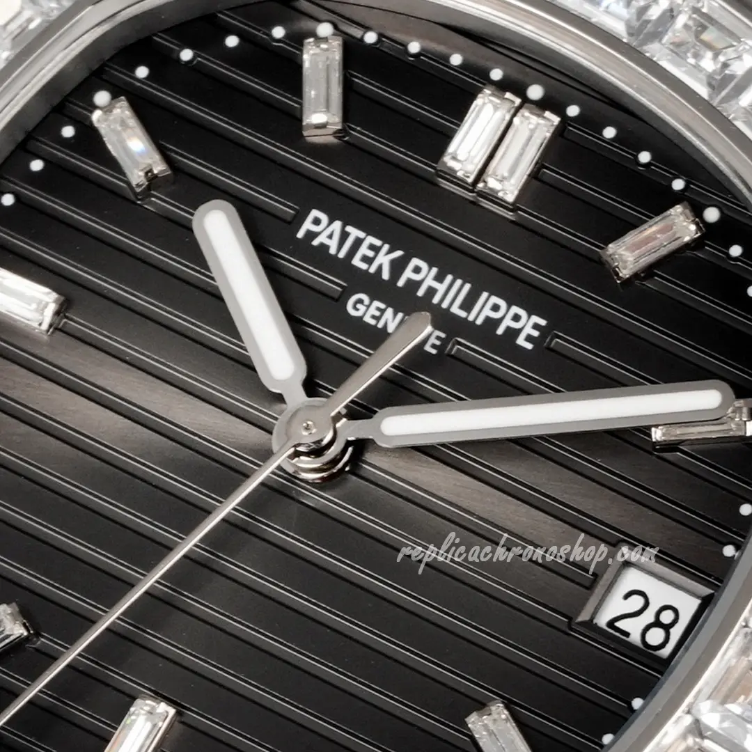 Replica Patek Philippe Nautilus 5711/110P-001 Platinum Watch with Baguette-Diamond Bezel - Image 6