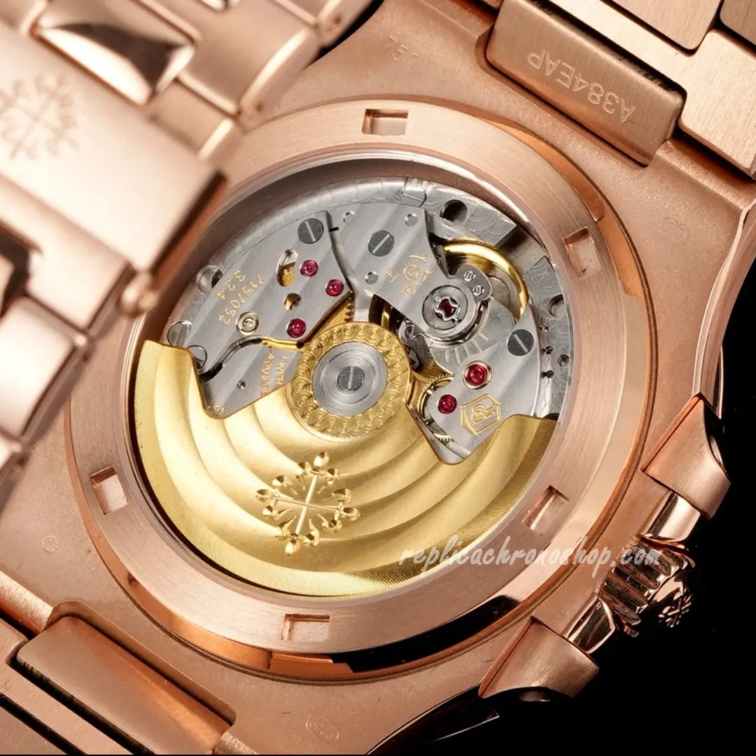 Caseback and profile of the replica Nautilus 5723/1R-001 watch