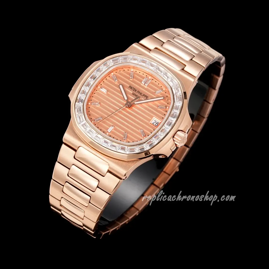 Replica Patek Philippe Nautilus 5723/1R-001 Rose Gold Baguette-Diamond Automatic Watch - Image 4