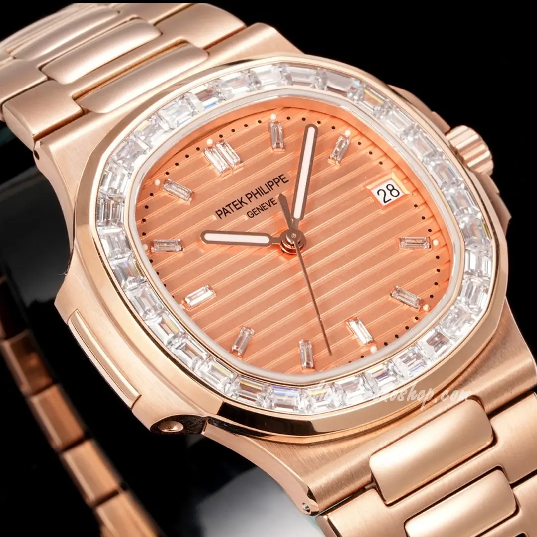 Replica Patek Philippe Nautilus 5723/1R-001 Rose Gold Baguette-Diamond Automatic Watch - Image 5