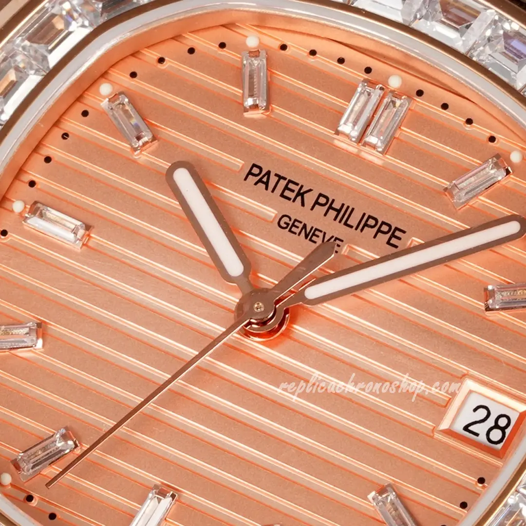 Replica Patek Philippe Nautilus 5723/1R-001 Rose Gold Baguette-Diamond Automatic Watch - Image 6