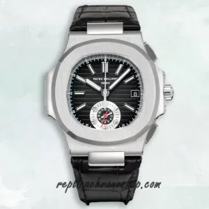 Replica Patek Philippe Nautilus 5980/1A-014 Chronograph Steel Automatic with Black Embossed Dial