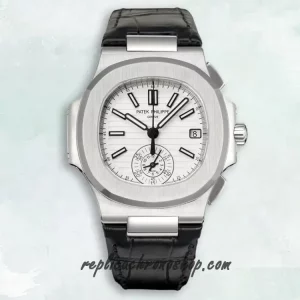 Replica Patek Philippe Nautilus 5980/1A-019 Chronograph Steel Watch with White Dial