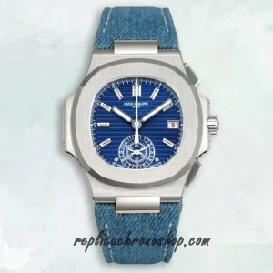 Replica Patek Philippe Nautilus 5980/60G-001 Flyback Chronograph Blue-Dial Watch
