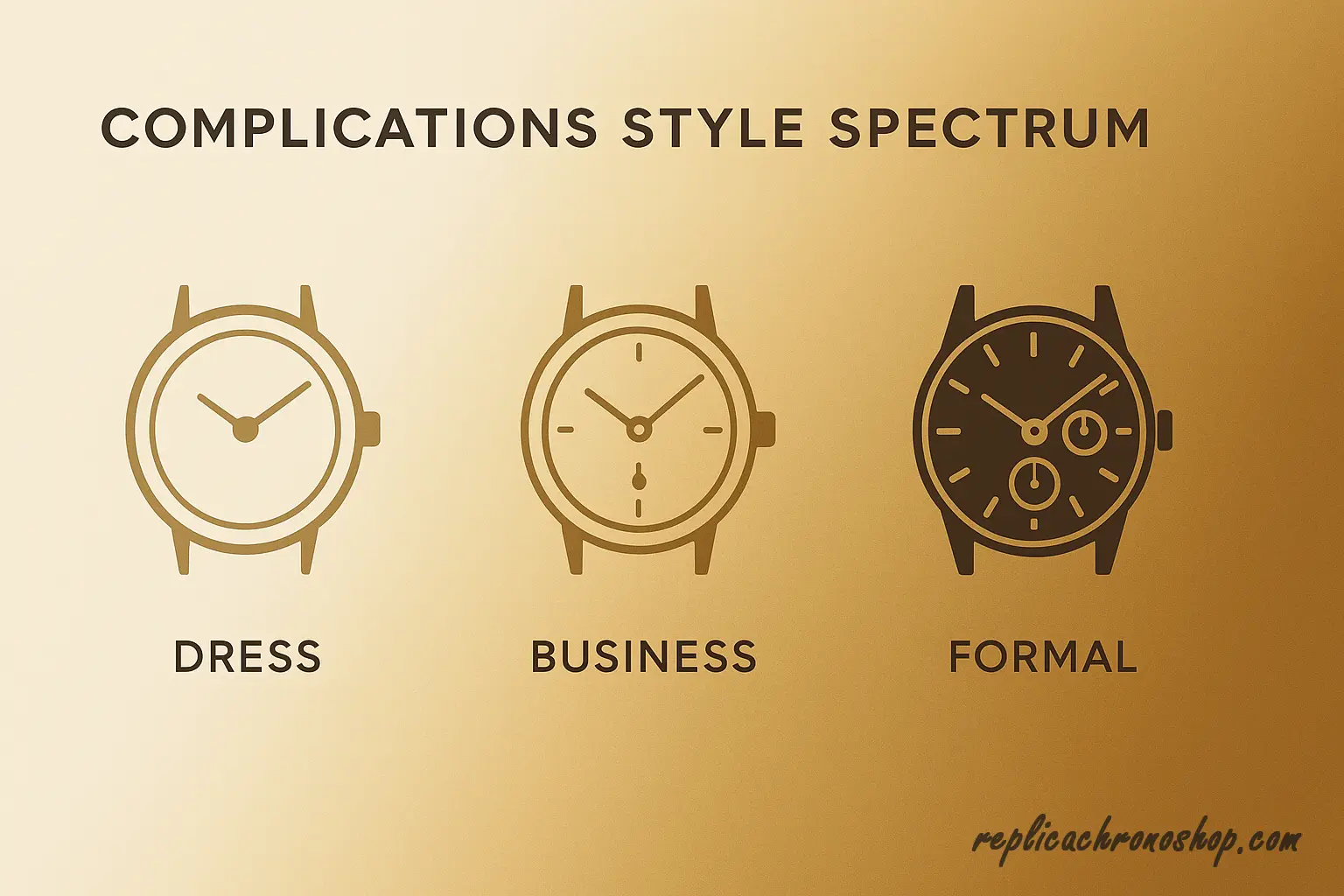 complications style spectrum from dress to business to formal watch designs